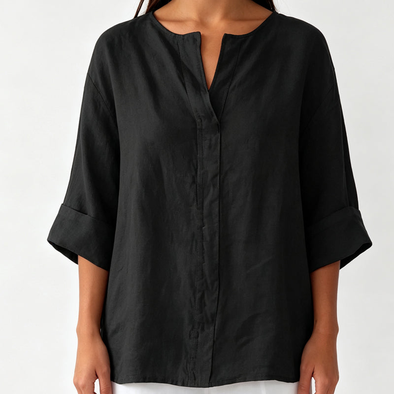 T-shirt décontracté pour femme à col en V