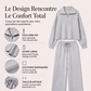 Ensemble pour femme : haut à col rabattu demi-zip et pantalon large