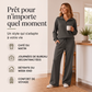 Ensemble pour femme : haut à col rabattu demi-zip et pantalon large