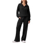 Ensemble pour femme : haut à col rabattu demi-zip et pantalon large