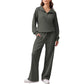 Ensemble pour femme : haut à col rabattu demi-zip et pantalon large