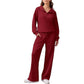 Ensemble pour femme : haut à col rabattu demi-zip et pantalon large