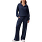 Ensemble pour femme : haut à col rabattu demi-zip et pantalon large