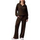 Ensemble pour femme : haut à col rabattu demi-zip et pantalon large