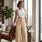 Pantalon plissé à jambes larges avec taille à cordon