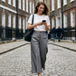 Pantalon de costume taille haute pour femme