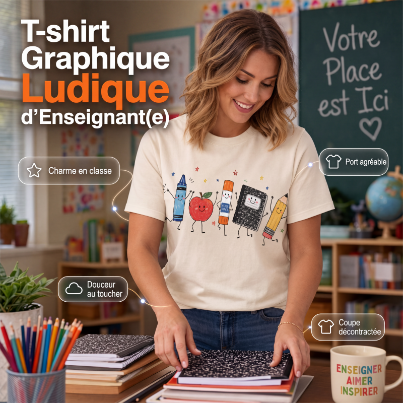 T-shirt à manches courtes à motif mignon pour femme