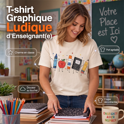 T-shirt à manches courtes à motif mignon pour femme
