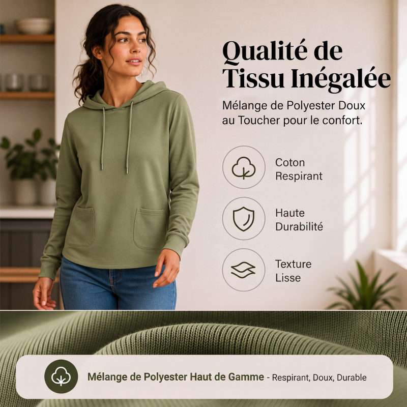Hoodie décontracté pour femme avec cordon de serrage et poches
