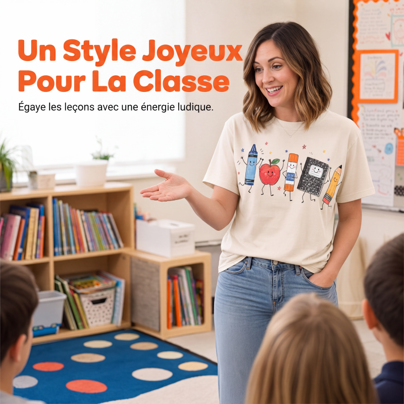 T-shirt à manches courtes à motif mignon pour femme