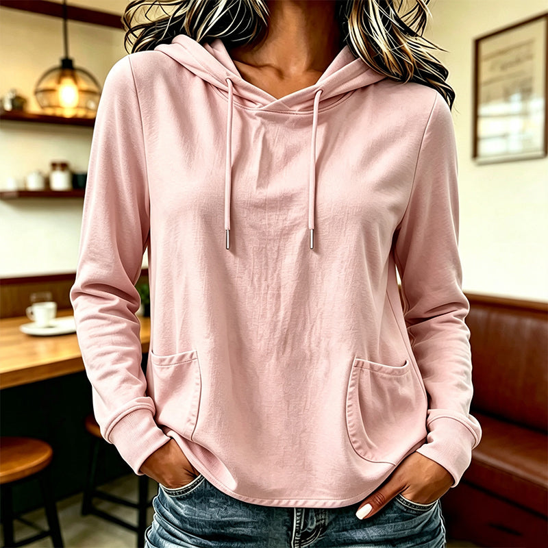 Hoodie décontracté pour femme avec cordon de serrage et poches