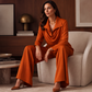 Ensemble décontracté pour femme : top à col bénitier et pantalon large