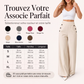 Pantalon taille haute à jambes larges pour femme avec boutons sur les côtés