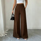 Pantalon taille haute à jambes larges pour femme avec boutons sur les côtés