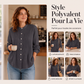 Chemise plissée décontractée à col montant pour femme