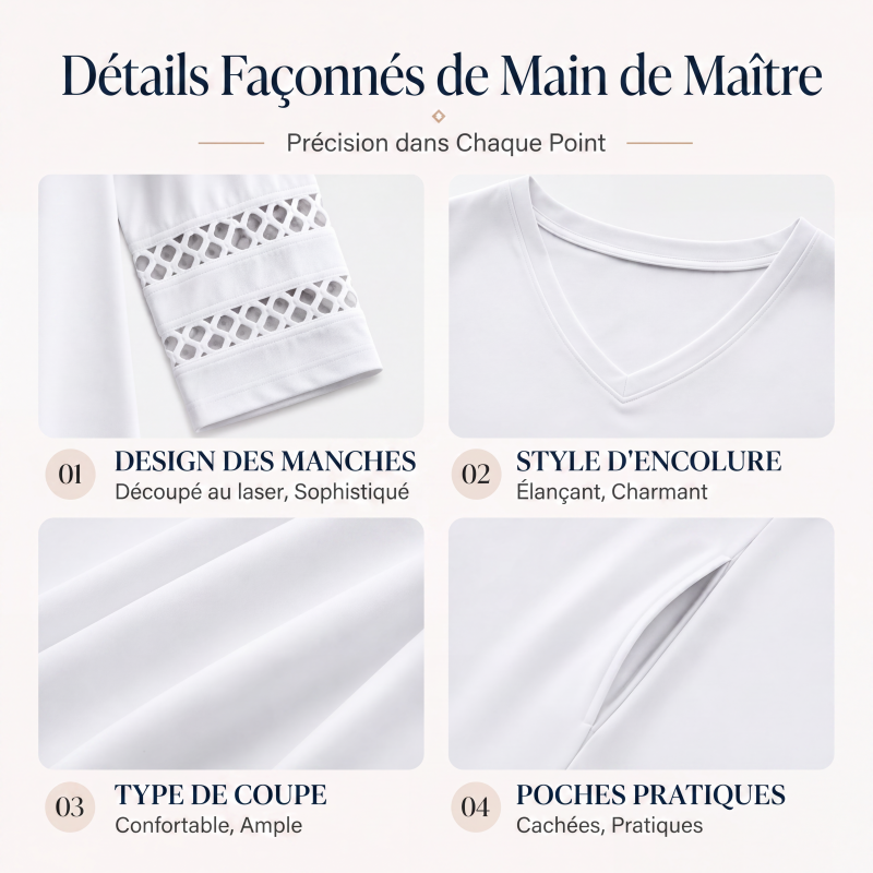 Robe mi-longue décontractée à col V pour femme