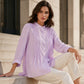 Chemise plissée décontractée à col montant pour femme