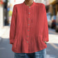 Chemise plissée décontractée à col montant pour femme