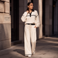 Ensemble sweat à rayures et pantalon large pour femme