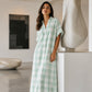 Robe-chemise longue à carreaux pour femme, avec boutons