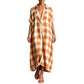 Robe-chemise longue à carreaux pour femme, avec boutons