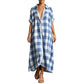 Robe-chemise longue à carreaux pour femme, avec boutons