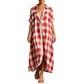 Robe-chemise longue à carreaux pour femme, avec boutons