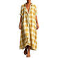 Robe-chemise longue à carreaux pour femme, avec boutons