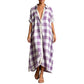 Robe-chemise longue à carreaux pour femme, avec boutons