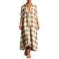 Robe-chemise longue à carreaux pour femme, avec boutons