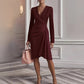 Robe à manches longues unie pour femme
