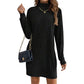 Robe-pull à col roulé et manches longues côtelée pour femme