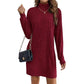 Robe-pull à col roulé et manches longues côtelée pour femme
