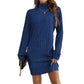 Robe-pull à col roulé et manches longues côtelée pour femme