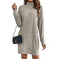 Robe-pull à col roulé et manches longues côtelée pour femme