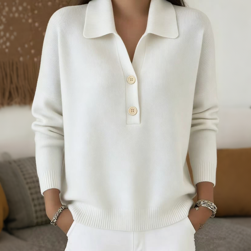 Pull en maille élégant à col à revers pour femme