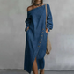 Robe en jean à épaules dénudées pour femme