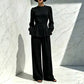 Ensemble élégant pour femme composé d'un haut à manches bouffantes et d'un pantalon à jambes larges