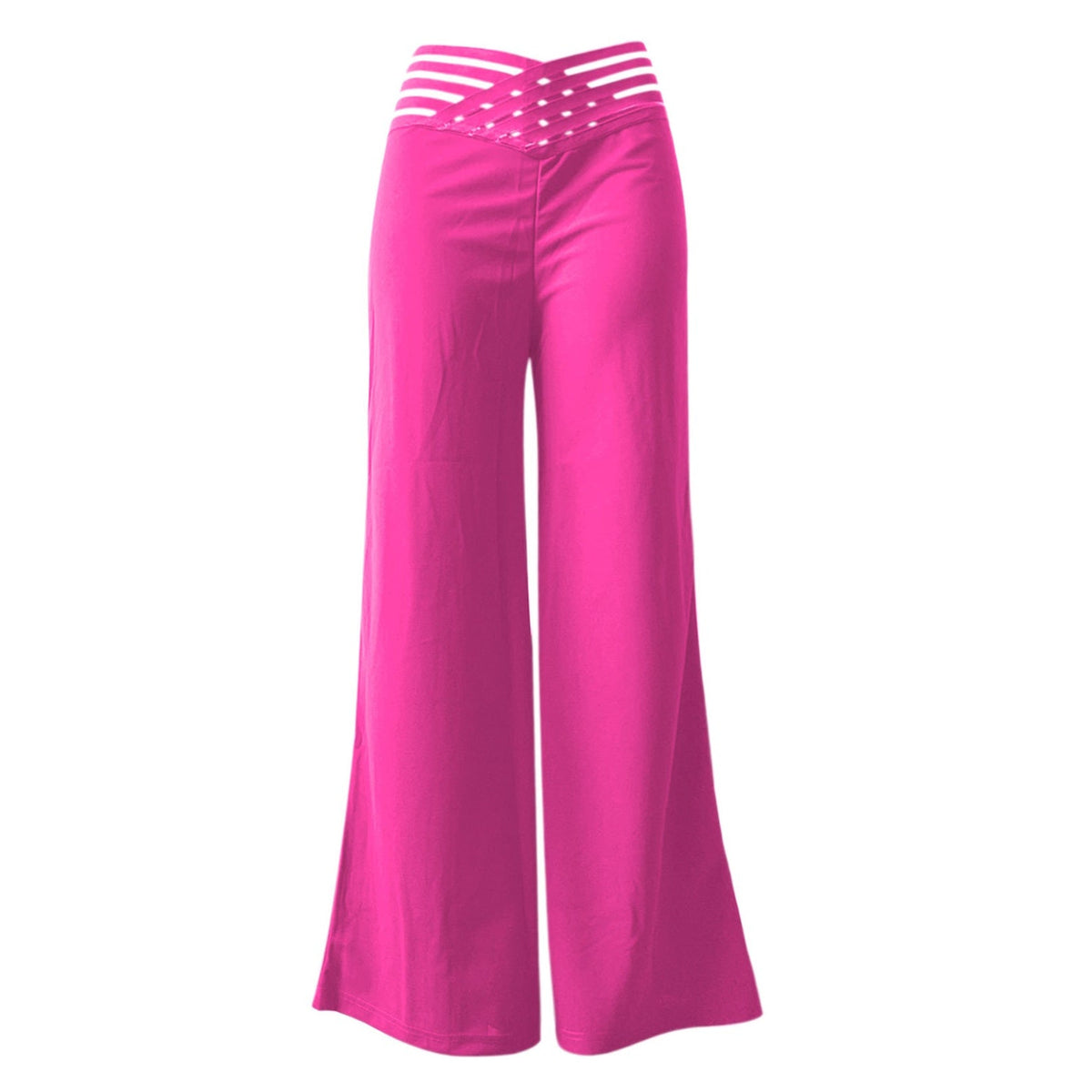Pantalon décontracté à taille haute et jambes larges pour femme