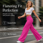 Pantalon décontracté à taille haute et jambes larges pour femme