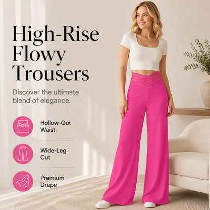 Pantalon décontracté à taille haute et jambes larges pour femme