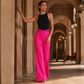 Pantalon décontracté à taille haute et jambes larges pour femme