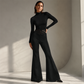 Pantalon décontracté à taille haute et jambes larges pour femme