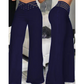 Pantalon décontracté à taille haute et jambes larges pour femme
