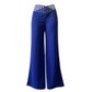 Pantalon décontracté à taille haute et jambes larges pour femme
