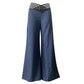 Pantalon décontracté à taille haute et jambes larges pour femme