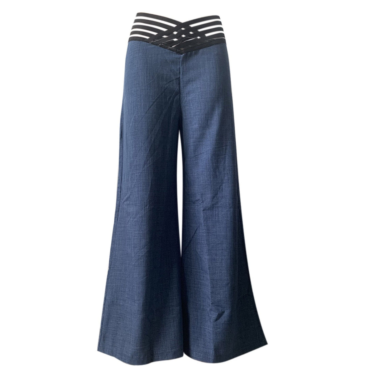 Pantalon décontracté à taille haute et jambes larges pour femme
