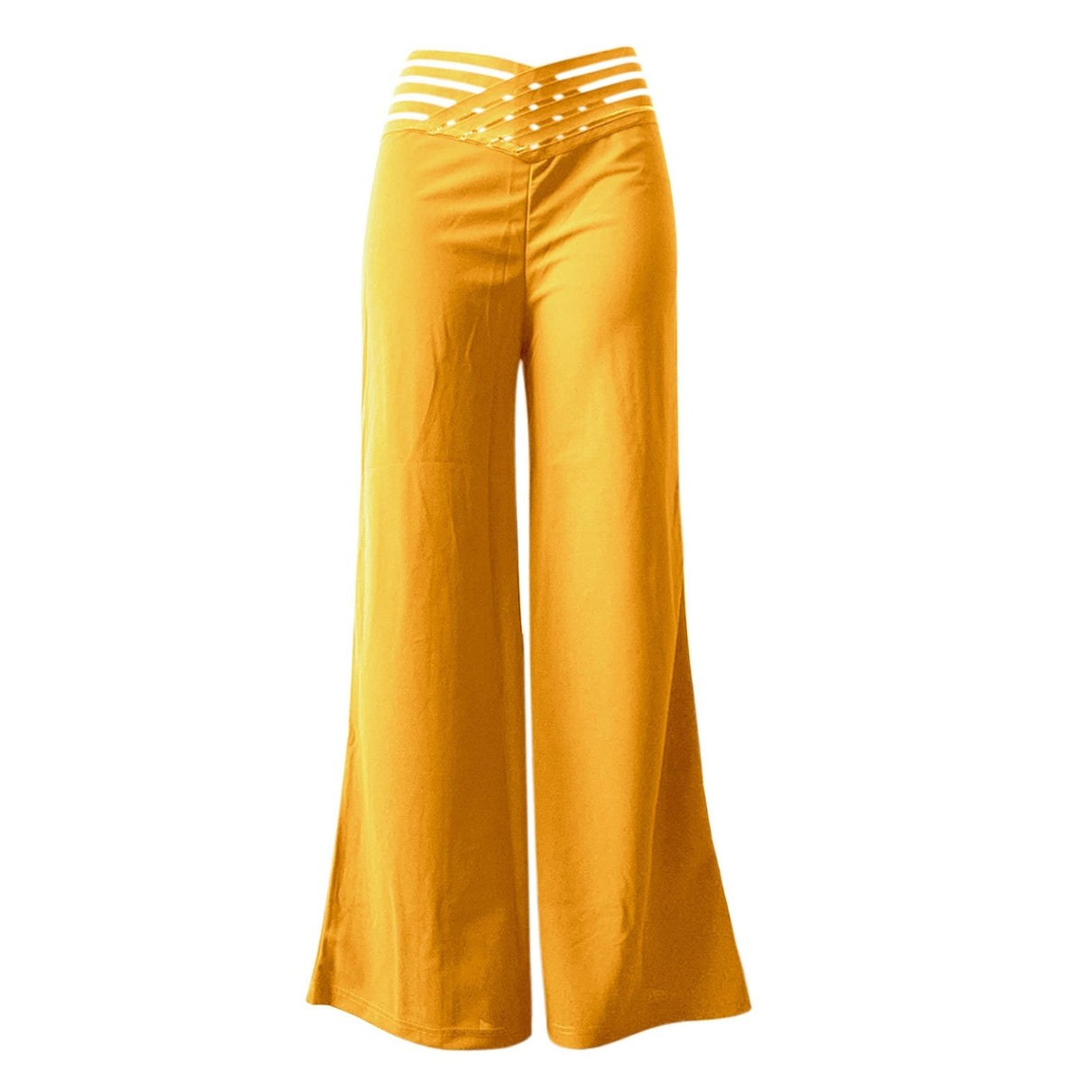 Pantalon décontracté à taille haute et jambes larges pour femme