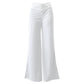 Pantalon décontracté à taille haute et jambes larges pour femme