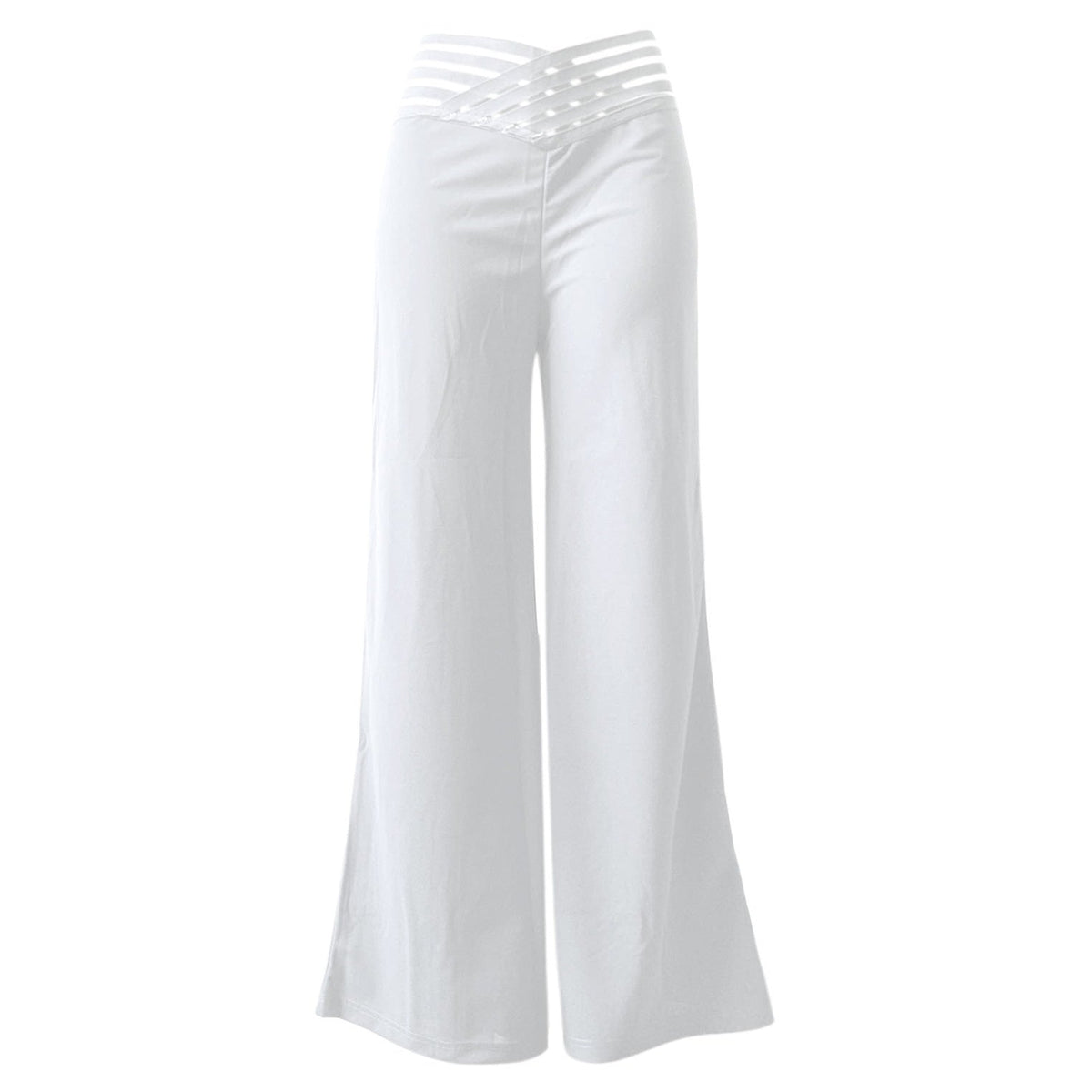 Pantalon décontracté à taille haute et jambes larges pour femme